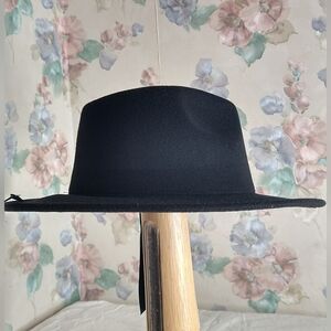 Black Wide Brim Fedora Hat